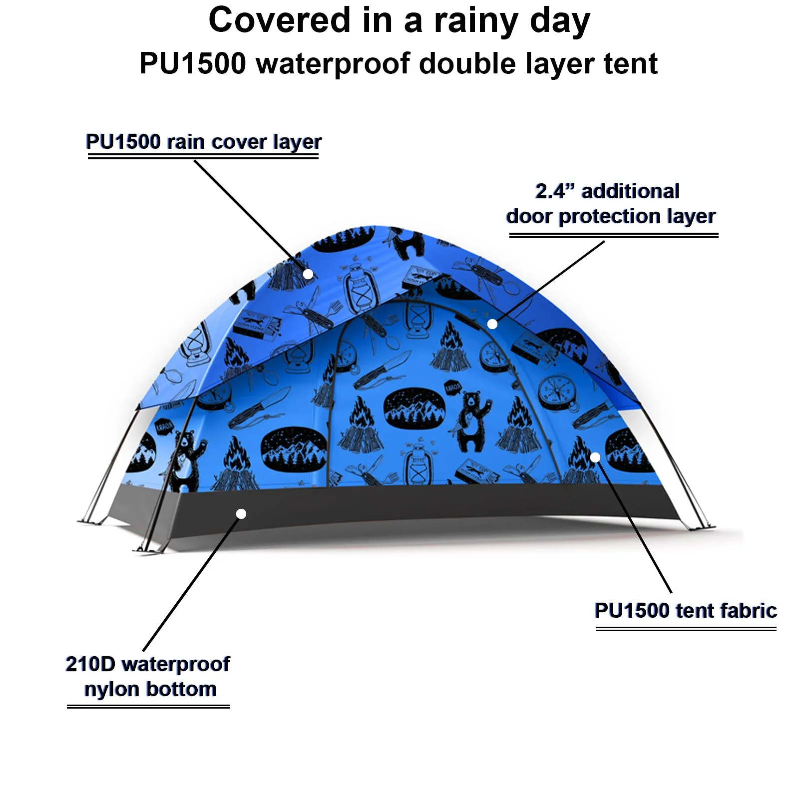 Adventure Theme Kids Camping Tent / Kids Play Tent - Double layer waterproof