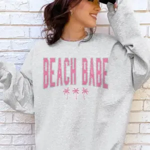 Beach Babe Vintage Print Beach Sweatshirt Beach Pullover