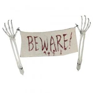 Beware' Skeleton Hands Garden Stakes