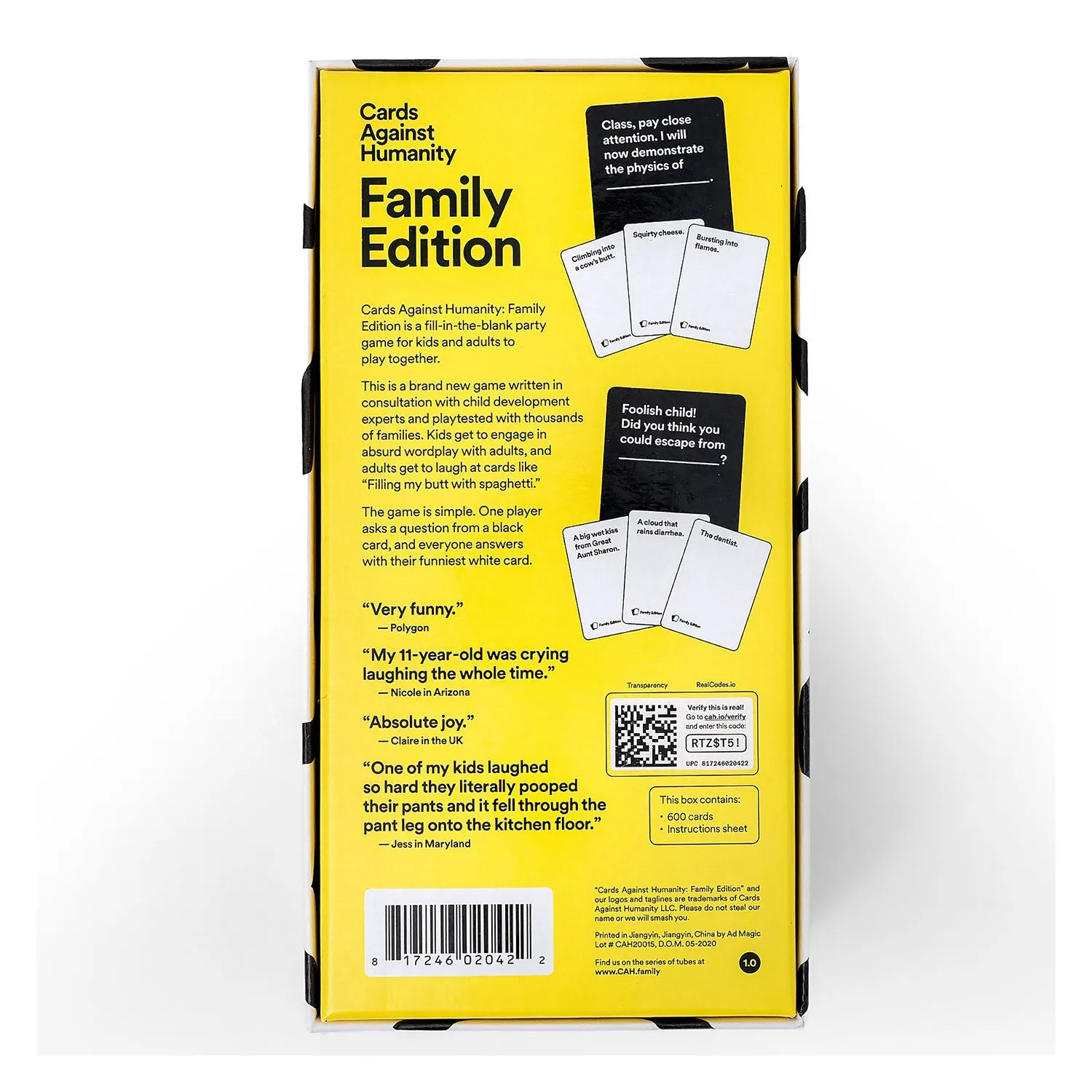 Cards Against Humanity: Family Edition Card Family Game