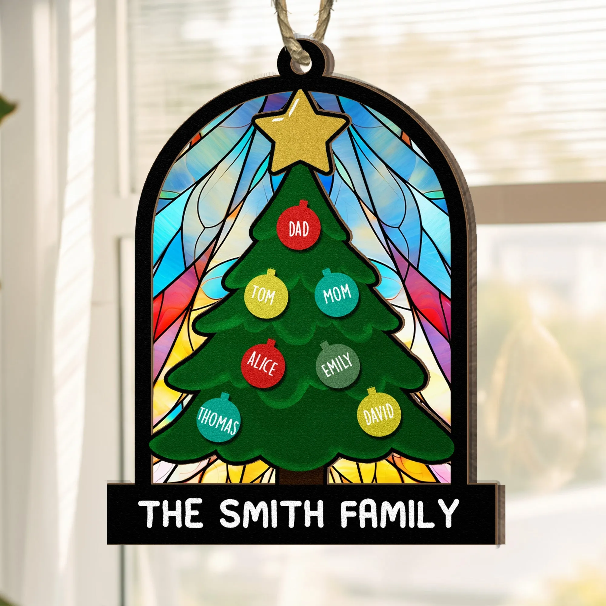Tree Family Christmas - Personalized Family Suncatcher Ornament ORN0810
