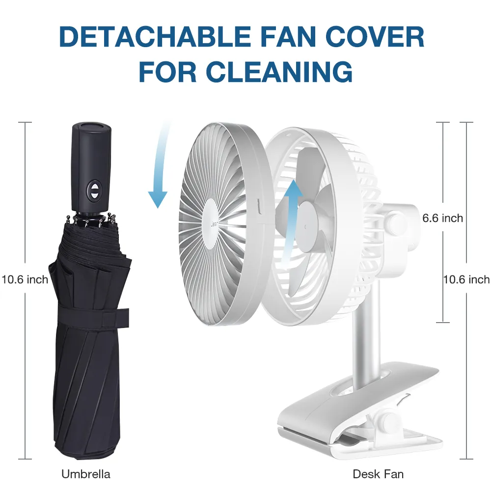 USB Rechargeable 10" Air Clip on Fan